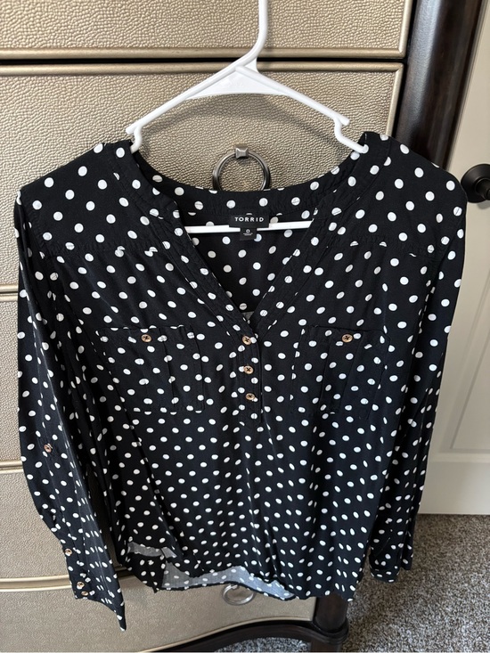 torrid Tops - torrid Black and White Polka Dot Button-Up Blouse